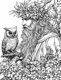 Ethereal Sage & Majestic Owl - Adult Coloring Page | Infinite Visibility