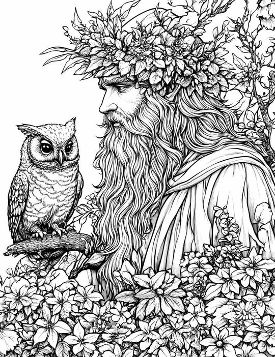 Ethereal Sage & Majestic Owl - Adult Coloring Page | Infinite Visibility