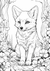 Free Forest Fox Coloring Page | Woodland Floral Download
