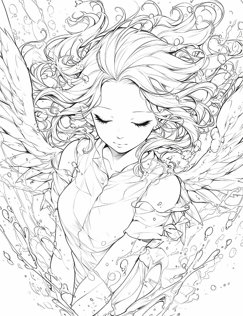 Free Angelic Coloring Page | Divine Embrace Download