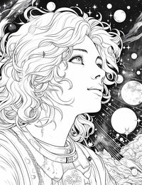 Female Astronaut in Space Adult Coloring Page - Infinite Visibility 👩‍🚀🌌