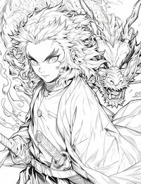 Fierce Flame Warrior Coloring Page – Exclusive Line Art Illustration