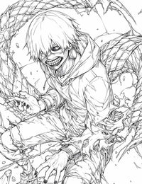 Fierce Kaneki Hoodie Power: Tokyo Ghoul Coloring Page - Instant Download