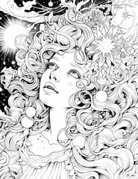 Floral Celestial Dream Adult Coloring Page - Infinite Visibility 🌟🌸