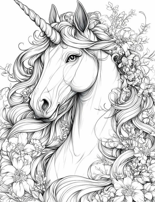 Floral Unicorn Dream - Adult Coloring Page | Infinite Visibility