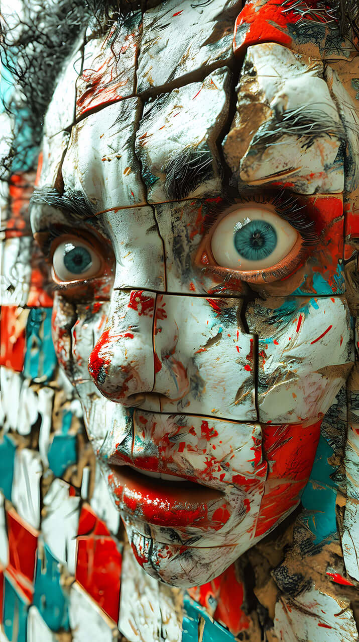 Fragmented Soul: Intense Cracked Mosaic Face Art | Surreal Digital Download 👁️‍🗨️