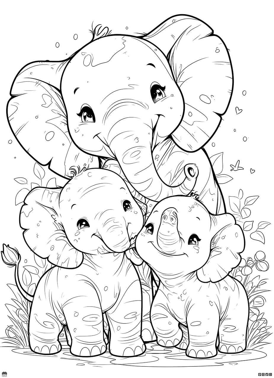 Free Adorable Elephant Family Coloring Page! 🎨 Download Yours Now!