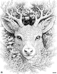 Free Mystical Deer Coloring Page enchanted forest guardian antler tree intricate adult coloring