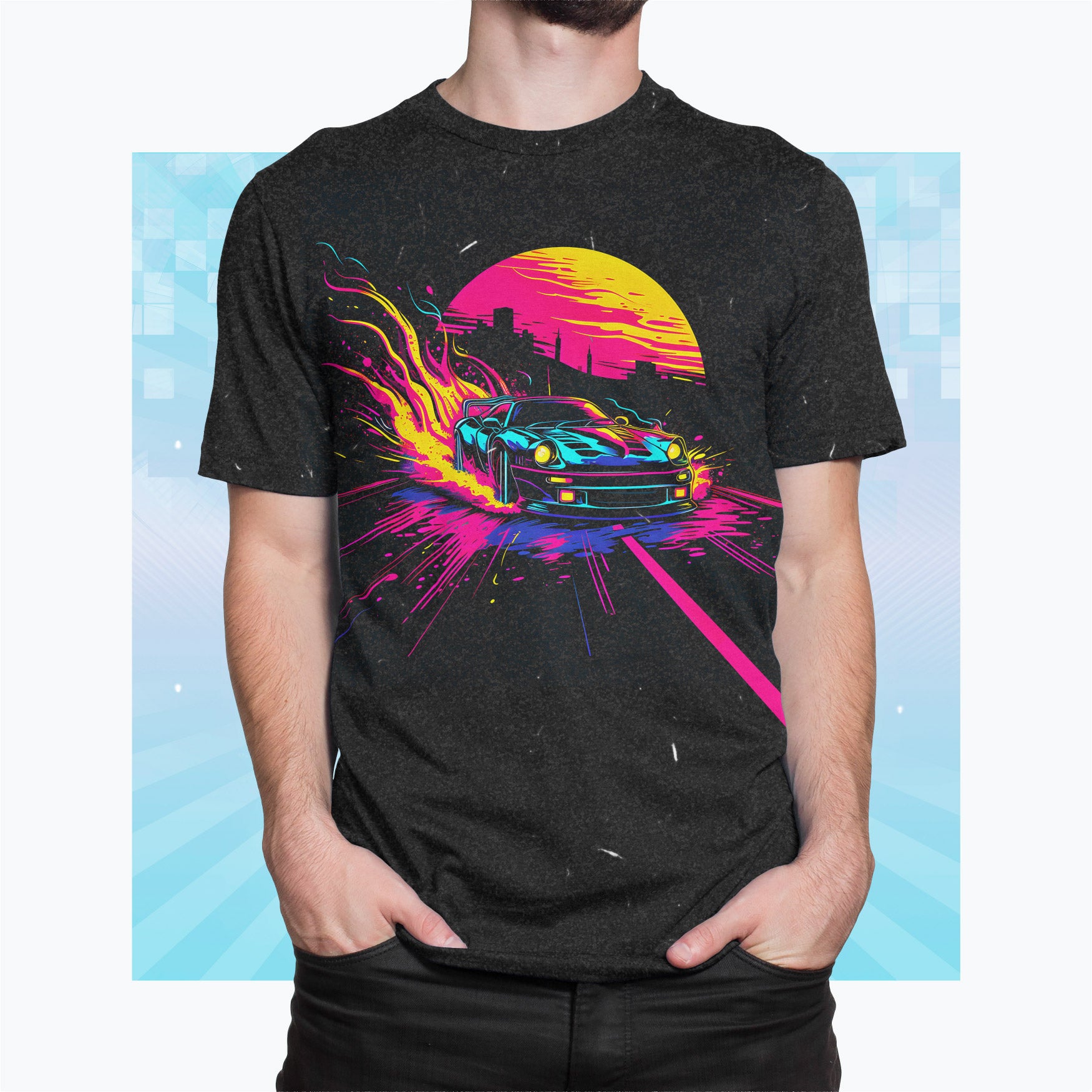 Fueled by Neon Dreams: Retro-Future Speed T-Shirt - Ignite Your Need for Speed