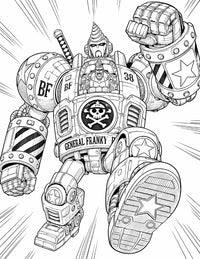 General Franky One Piece Coloring Page Mecha Robot Battle
