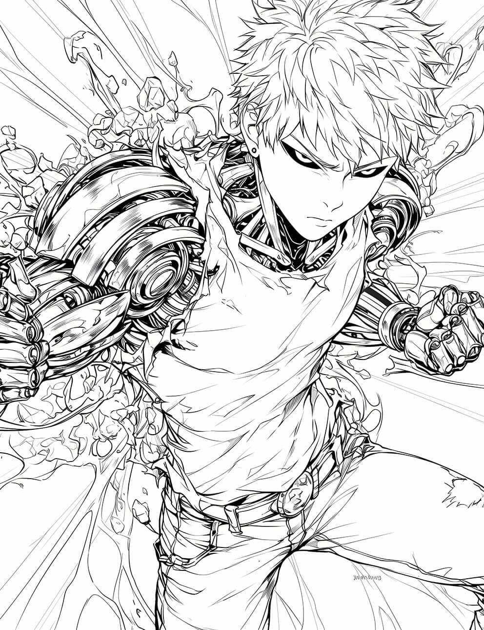 Genos Unleashed: Power Up Your Creativity with This Coloring Page!
