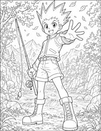 Gon Hunter x Hunter Coloring Page Fishing Rod Adventure