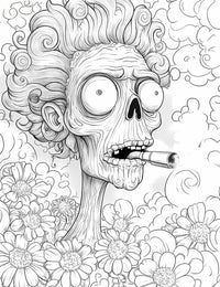 Grotesque Floral Zombie Adult Coloring Page - Infinite Visibility 💀🌺