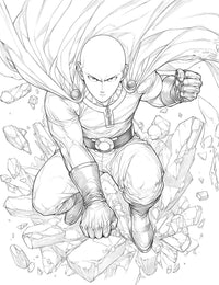 Ground Zero Saitama: Conquer This Intense Coloring Page - Instant Download!