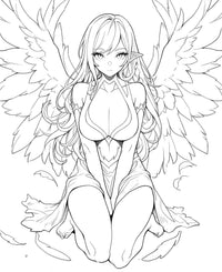 Guardian's Grace Anime Angel Coloring Page - Infinite Visibility