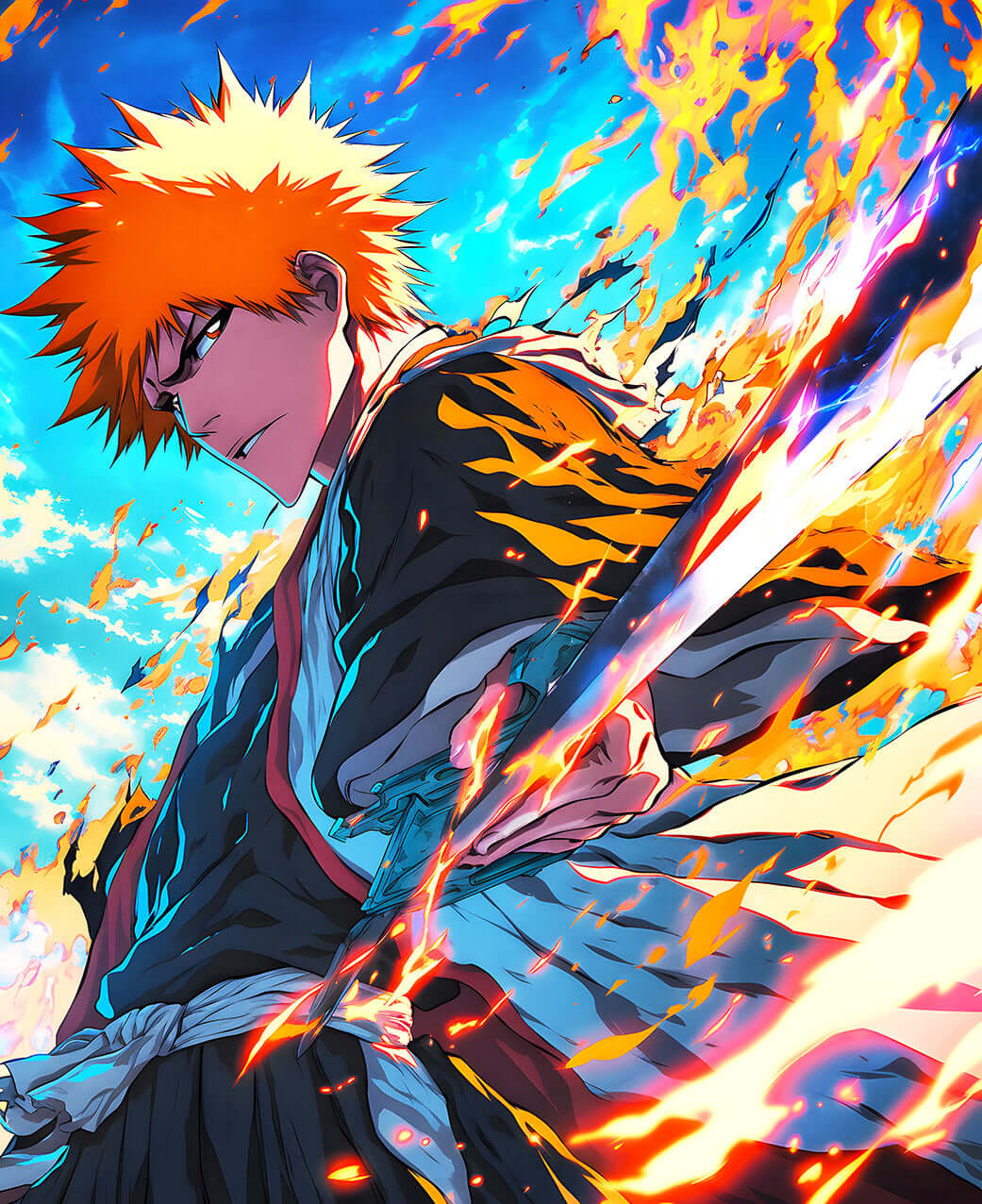 Ichigo Kurosaki: Blazing Soul - Bleach Digital Art Print (Instant Download) 🔥
