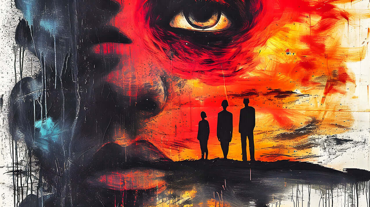 Inferno Gaze: Watching Eye Abstract Art | Dark Silhouette Digital Print 🔥👁️