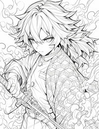 Intricate Giyuu Tomioka Coloring Page – Unleash Your Creativity!