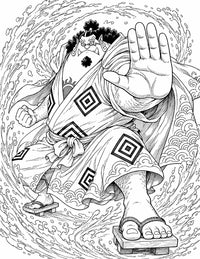 Jinbe One Piece Coloring Page Fish-Man Karate Knight of Sea
