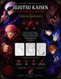 Jujutsu Kaisen Coloring Book Vol 20 featuring anime characters in vibrant colors, 44 designs for fans and creatives.