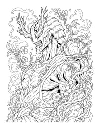 Jujutsu Kaisen Coloring Book Vol 20 intricate illustration of a cursed character with flora details.