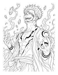 Jujutsu Kaisen Coloring Book Vol 20 illustration of a character surrounded by cursed energy.