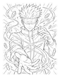Jujutsu Kaisen Coloring Book Vol 20 image featuring a character with a blindfold using cursed energy.