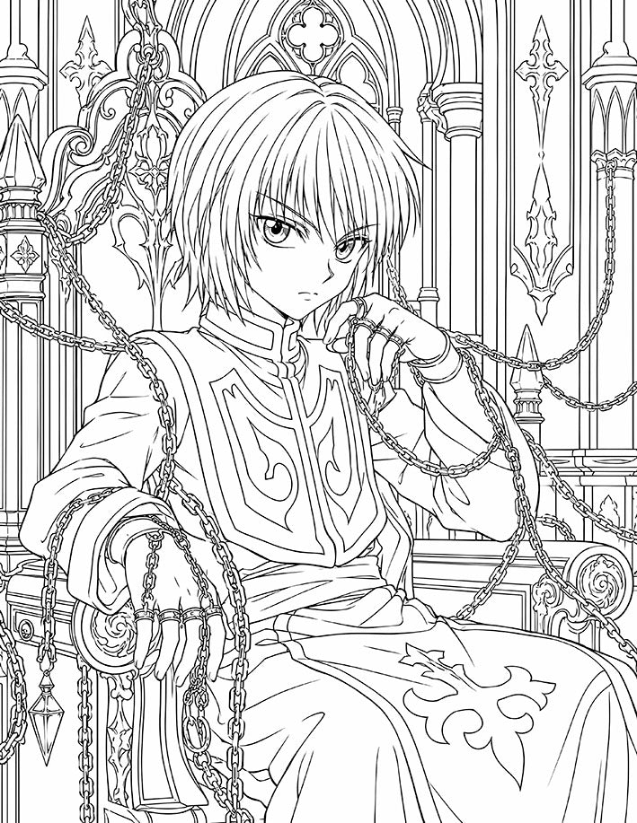 Kurapika Hunter x Hunter Coloring Page Chain User Gothic