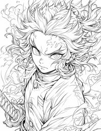 Kyōjurō Rengoku Flame Hashira Coloring Page – Unleash Your Creativity