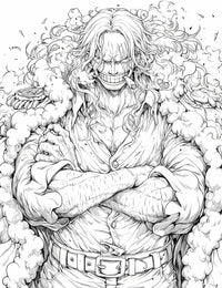 Coloring page of Gol D. Roger, the Pirate King from One Piece, ready for anime fans to print and enjoy.