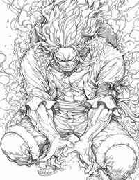 Black and white illustration of Monkey D. Luffy in Gear 5, ready for coloring and creative fun.