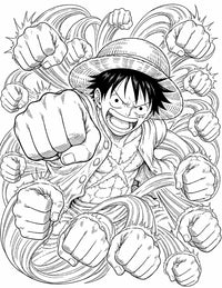 Luffy One Piece Coloring Page Straw Hat Pirate King