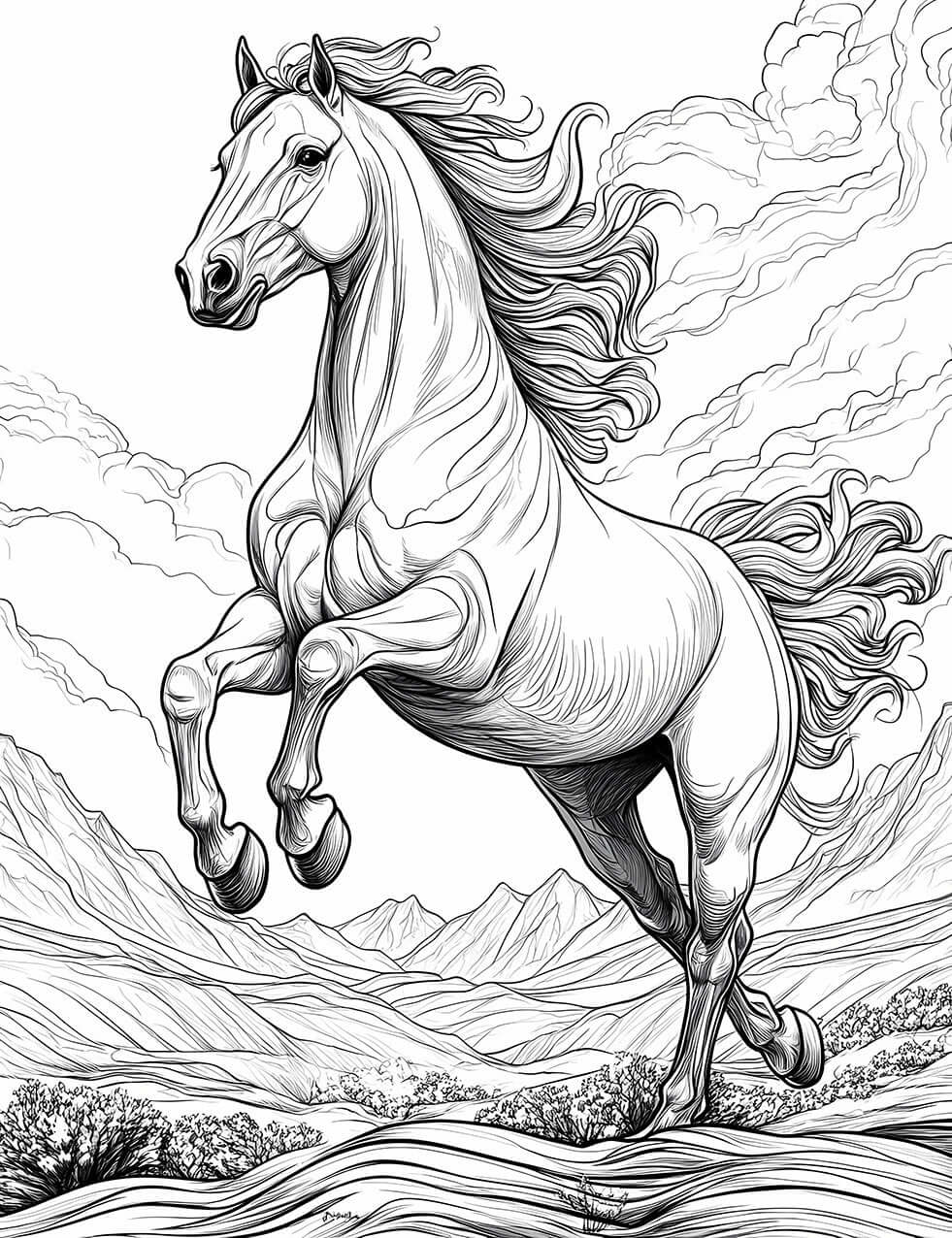 Majestic Horse Adult Coloring Page - Infinite Visibility