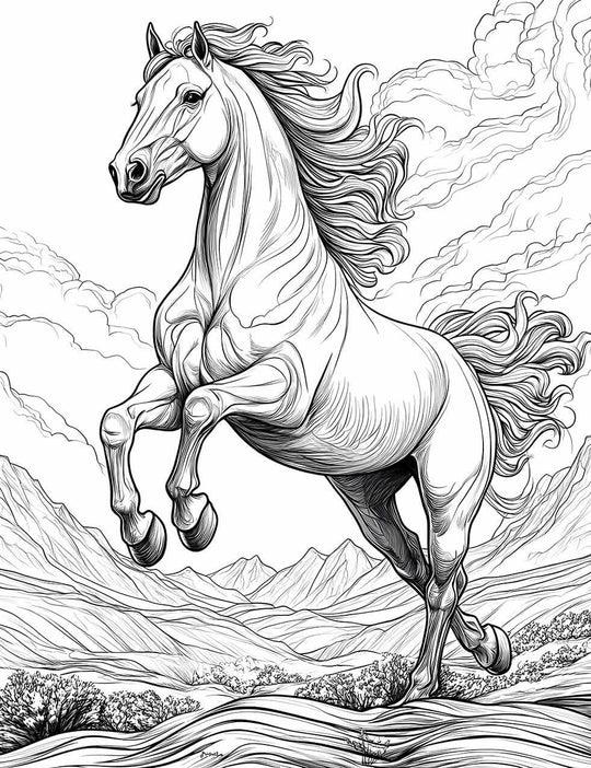 Majestic Horse Adult Coloring Page - Infinite Visibility