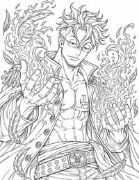 Marco One Piece Coloring Page Blue Flame Phoenix Rebirth