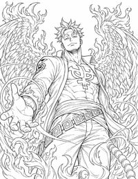 Marco One Piece Coloring Page Phoenix Commander Flames