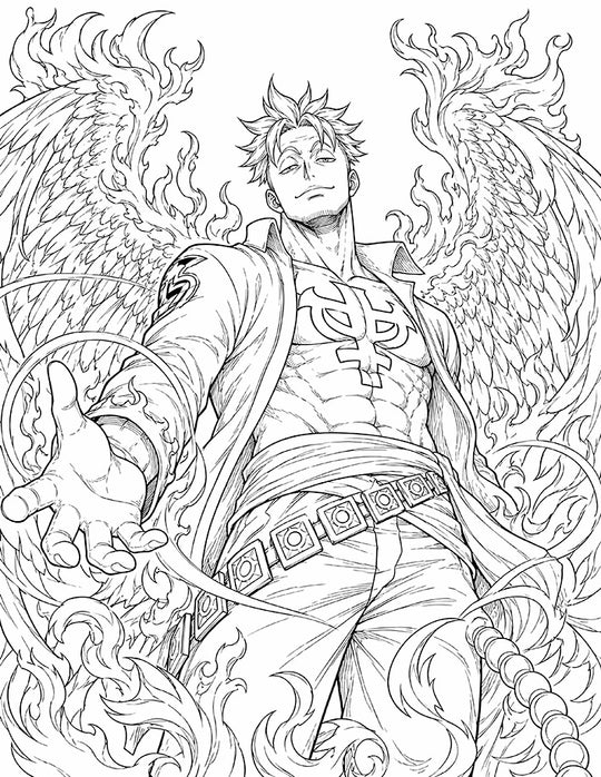 Marco One Piece Coloring Page Phoenix Commander Flames