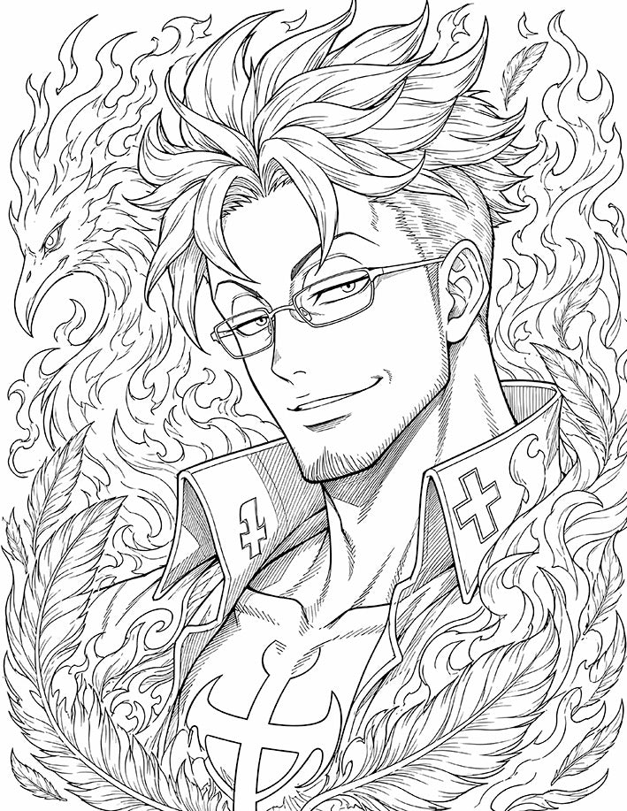 Marco One Piece Coloring Page Phoenix Glasses Smirk