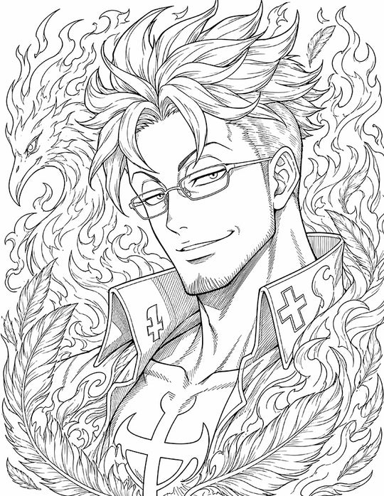 Marco One Piece Coloring Page Phoenix Glasses Smirk