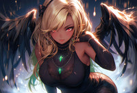 Onyx Wings: Alluring Anime Demon Girl Art - Infinite Visibility