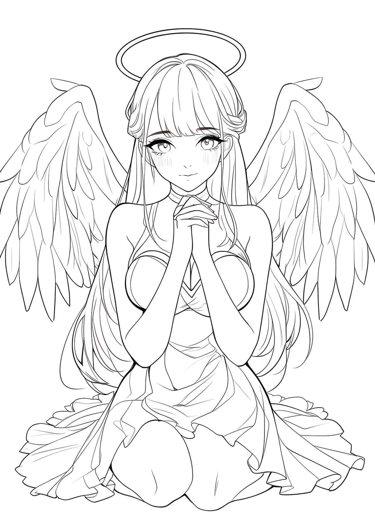 Ora: Praying Angel Anime Coloring Page - Infinite Visibility