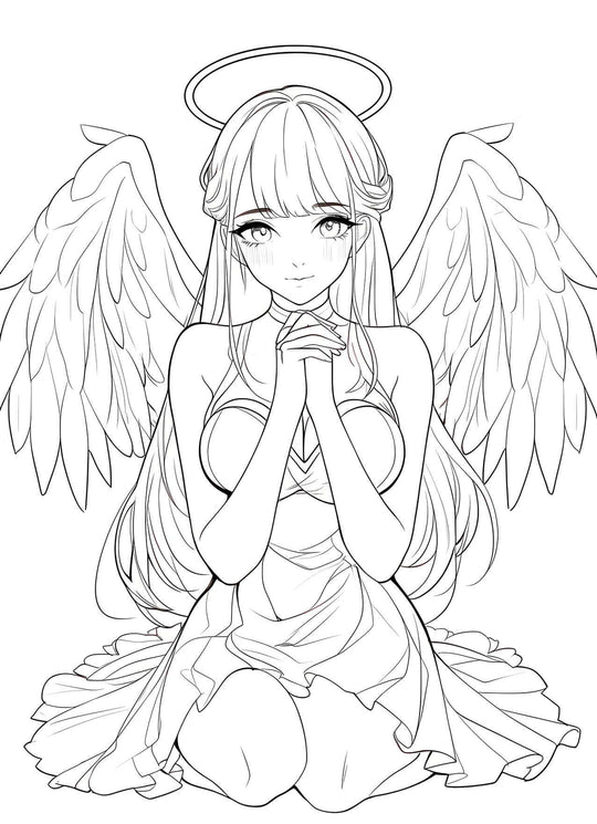 Ora: Praying Angel Anime Coloring Page - Infinite Visibility