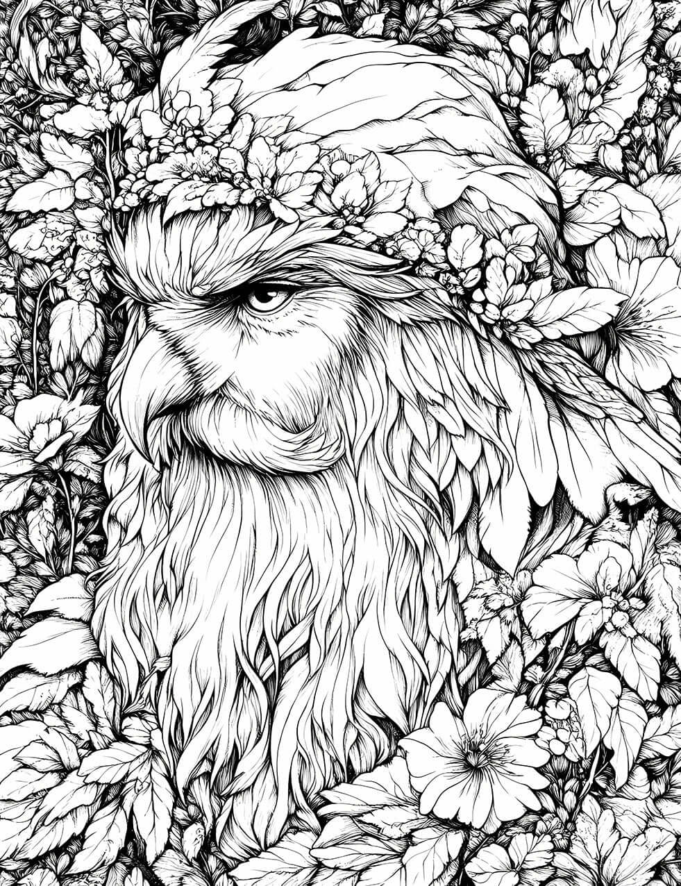 Owl in Floral Crown - Relaxing Adult Coloring Page | Infinite Visibility