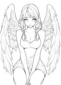 Printable Coloring Pages for Adults: Angelic Women | Waifus Art | Infinite Visibility