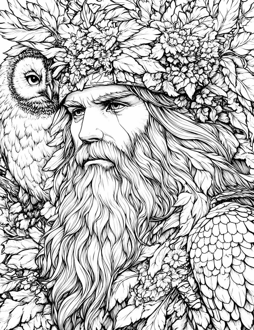 Regal Forest Guardian & Owl - Adult Coloring Page | Infinite Visibility