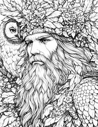 Regal Forest Guardian & Owl - Adult Coloring Page | Infinite Visibility