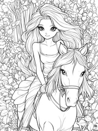 🎨 Ride into a World of Color with Our Free Garden Horseback Riding Coloring Page! 🐎🌸