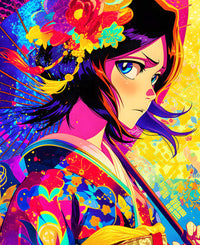 Rukia Kuchiki: Floral Elegance - Bleach Digital Art Print 🌸