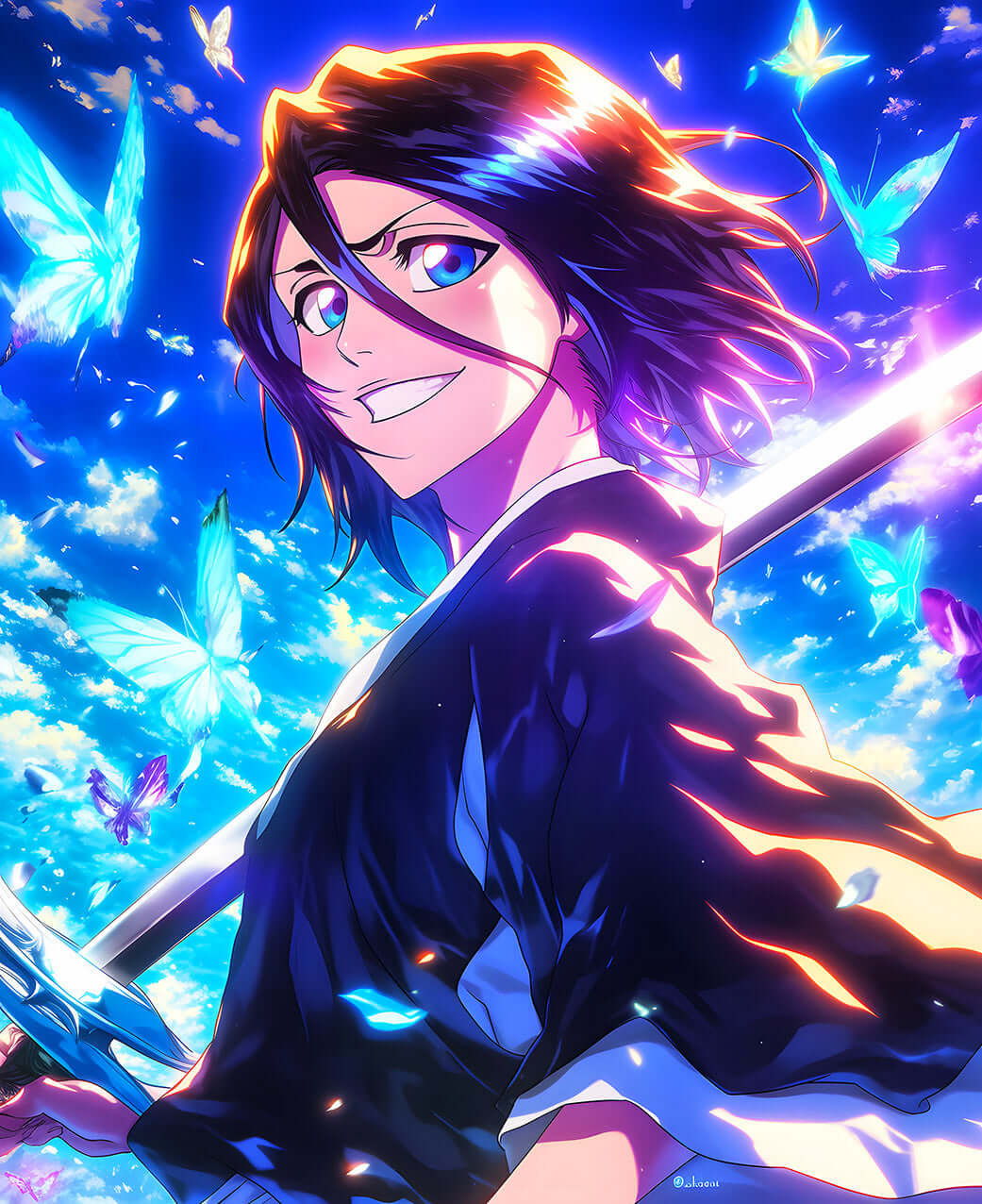 Rukia Kuchiki Joyful Spirit - Bleach Digital Art Print 🦋