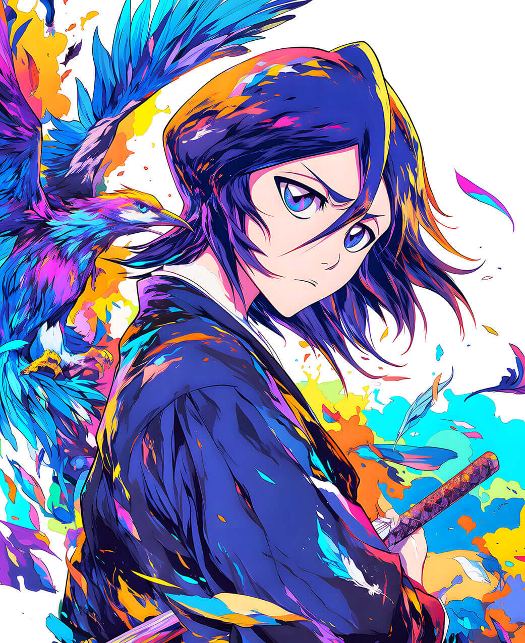 Rukia Kuchiki Phoenix Spirit - Bleach Digital Art Print 🔥🐦